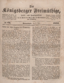 Der Königsberger Freimüthige, Nr. 66 Sonnabend, 4 Juni 1853