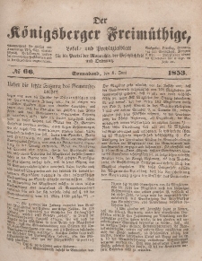 Der Königsberger Freimüthige, Nr. 66 Sonnabend, 4 Juni 1853