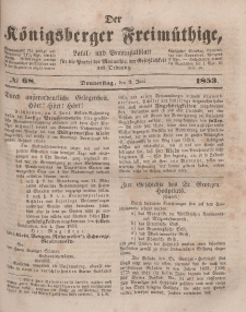 Der Königsberger Freimüthige, Nr. 68 Donnerstag, 9 Juni 1853