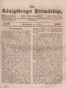 Der Königsberger Freimüthige, Nr. 69 Sonnabend, 11 Juni 1853