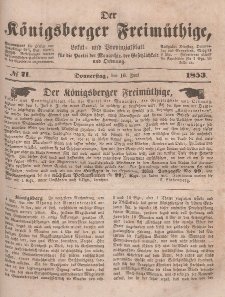 Der Königsberger Freimüthige, Nr. 71 Donnerstag, 16 Juni 1853