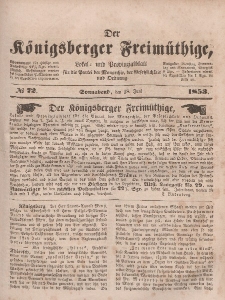 Der Königsberger Freimüthige, Nr. 72 Sonnabend, 18 Juni 1853