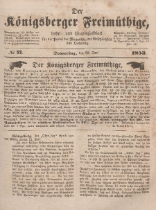 Der Königsberger Freimüthige, Nr. 77 Donnerstag, 30 Juni 1853