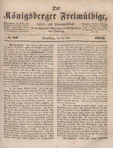 Der Königsberger Freimüthige, Nr. 82 Dienstag, 12 Juli 1853