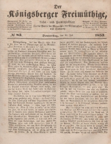 Der Königsberger Freimüthige, Nr. 83 Donnerstag, 14 Juli 1853