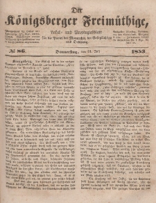 Der Königsberger Freimüthige, Nr. 86 Donnerstag, 21 Juli 1853