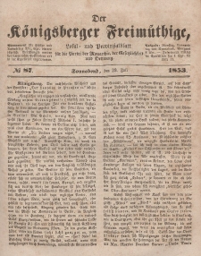 Der Königsberger Freimüthige, Nr. 87 Sonnabend, 23 Juli 1853