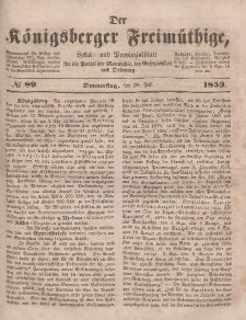Der Königsberger Freimüthige, Nr. 89 Donnerstag, 28 Juli 1853