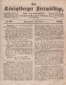 Der Königsberger Freimüthige, Nr. 93 Sonnabend, 6 August 1853