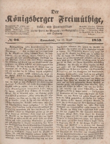 Der Königsberger Freimüthige, Nr. 96 Sonnabend, 13 August 1853