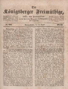 Der Königsberger Freimüthige, Nr. 96 Sonnabend, 13 August 1853