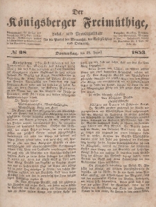 Der Königsberger Freimüthige, Nr. 98 Donnerstag, 18 August 1853