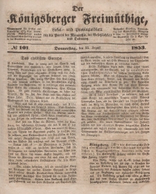 Der Königsberger Freimüthige, Nr. 101 Donnerstag, 25 August 1853