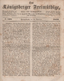 Der Königsberger Freimüthige, Nr. 108 Sonnabend, 10 September 1853