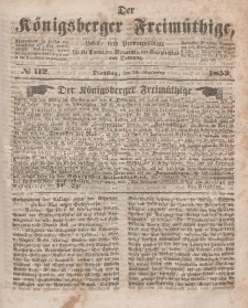 Der Königsberger Freimüthige, Nr. 112 Dienstag, 20 September 1853