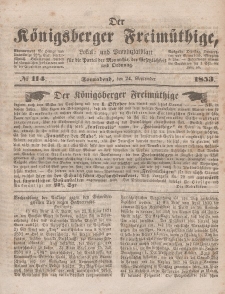 Der Königsberger Freimüthige, Nr. 114 Sonnabend, 24 September 1853