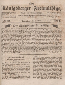 Der Königsberger Freimüthige, Nr. 117 Sonnabend, 1 Oktober 1853