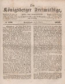 Der Königsberger Freimüthige, Nr. 120 Sonnabend, 8 Oktober 1853