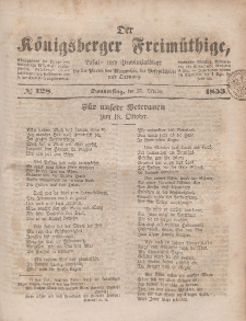 Der Königsberger Freimüthige, Nr. 128 Donnerstag, 27 Oktober 1853