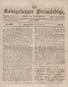 Der Königsberger Freimüthige, Nr. 132 Sonnabend, 5 November 1853