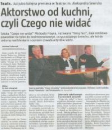 Aktorstwo od kuchni, czyli Czego nie widać - wycinek prasowy