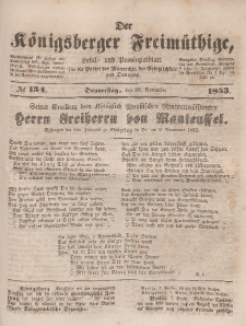 Der Königsberger Freimüthige, Nr. 134 Donnerstag, 10 November 1853