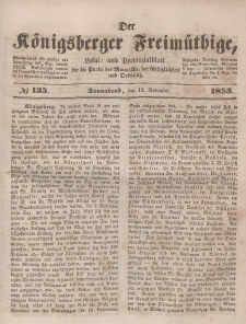 Der Königsberger Freimüthige, Nr. 135 Sonnabend, 12 November 1853