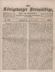 Der Königsberger Freimüthige, Nr. 135 Sonnabend, 12 November 1853
