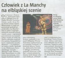 Człowiek z La Manchy na elbląskiej scenie - wycinek prasowy