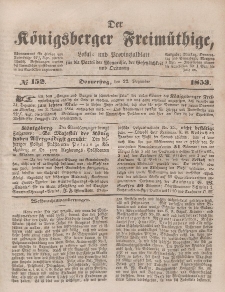 Der Königsberger Freimüthige, Nr. 152 Donnerstag, 22 Dezember 1853