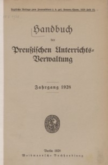 Handbuch der Preußischen Unterrichtsverwaltung, Jahrgang 1928