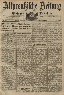 Altpreussische Zeitung, Nr. 189 Sonnabend 14 August 1897, 49. Jahrgang