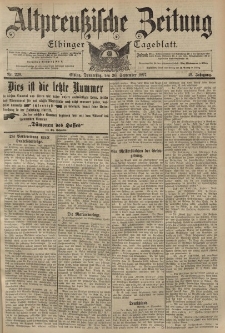 Altpreussische Zeitung, Nr. 229 Donnerstag 30 September 1897, 49. Jahrgang