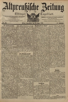 Altpreussische Zeitung, Nr. 231 Sonnabend 2 Oktober 1897, 49. Jahrgang