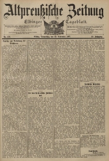 Altpreussische Zeitung, Nr. 276 Donnerstag 25 November 1897, 49. Jahrgang