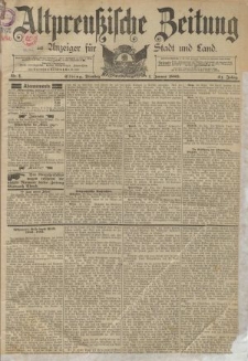 Altpreussische Zeitung, Nr. 1 Dienstag 1 Januar 1889, 41. Jahrgang