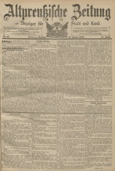 Altpreussische Zeitung, Nr. 13 Mittwoch 16 Januar 1889, 41. Jahrgang