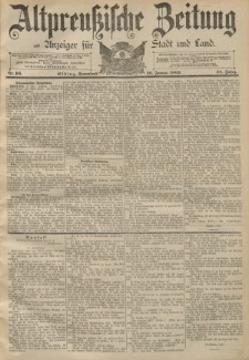 Altpreussische Zeitung, Nr. 16 Sonnabend 19 Januar 1889, 41. Jahrgang