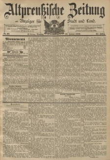 Altpreussische Zeitung, Nr. 18 Dienstag 22 Januar 1889, 41. Jahrgang