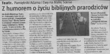 Pamiętniki Adama i Ewy na Małej Scenie (z humorem o życiu biblijnych prarodziców) - wycinek prasowy