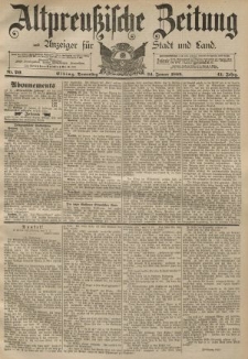 Altpreussische Zeitung, Nr. 20 Donnerstag 24 Januar 1889, 41. Jahrgang
