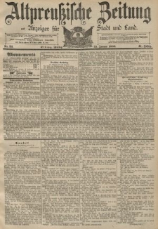 Altpreussische Zeitung, Nr. 21 Freitag 25 Januar 1889, 41. Jahrgang