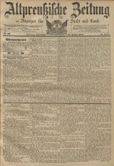 Altpreussische Zeitung, Nr. 26 Donnerstag 31 Januar 1889, 41. Jahrgang