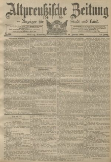 Altpreussische Zeitung, Nr. 38 Donnerstag 14 Februar 1889, 41. Jahrgang