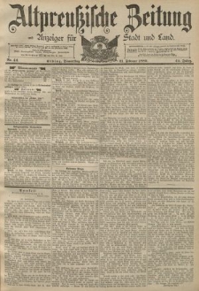 Altpreussische Zeitung, Nr. 44 Donnerstag 21 Februar 1889, 41. Jahrgang