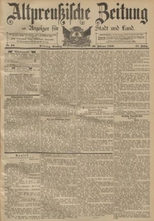 Altpreussische Zeitung, Nr. 48 Dienstag 26 Februar 1889, 41. Jahrgang