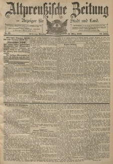 Altpreussische Zeitung, Nr. 77 Sonntag 31 März 1889, 41. Jahrgang