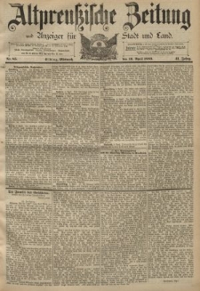 Altpreussische Zeitung, Nr. 85 Mittwoch 10 April 1889, 41. Jahrgang