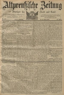 Altpreussische Zeitung, Nr. 111 Sonntag 12 Mai 1889, 41. Jahrgang
