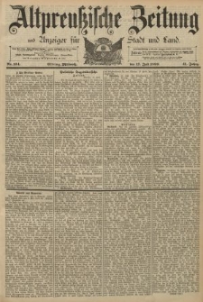 Altpreussische Zeitung, Nr. 164 Mittwoch 17 Juli 1889, 41. Jahrgang
